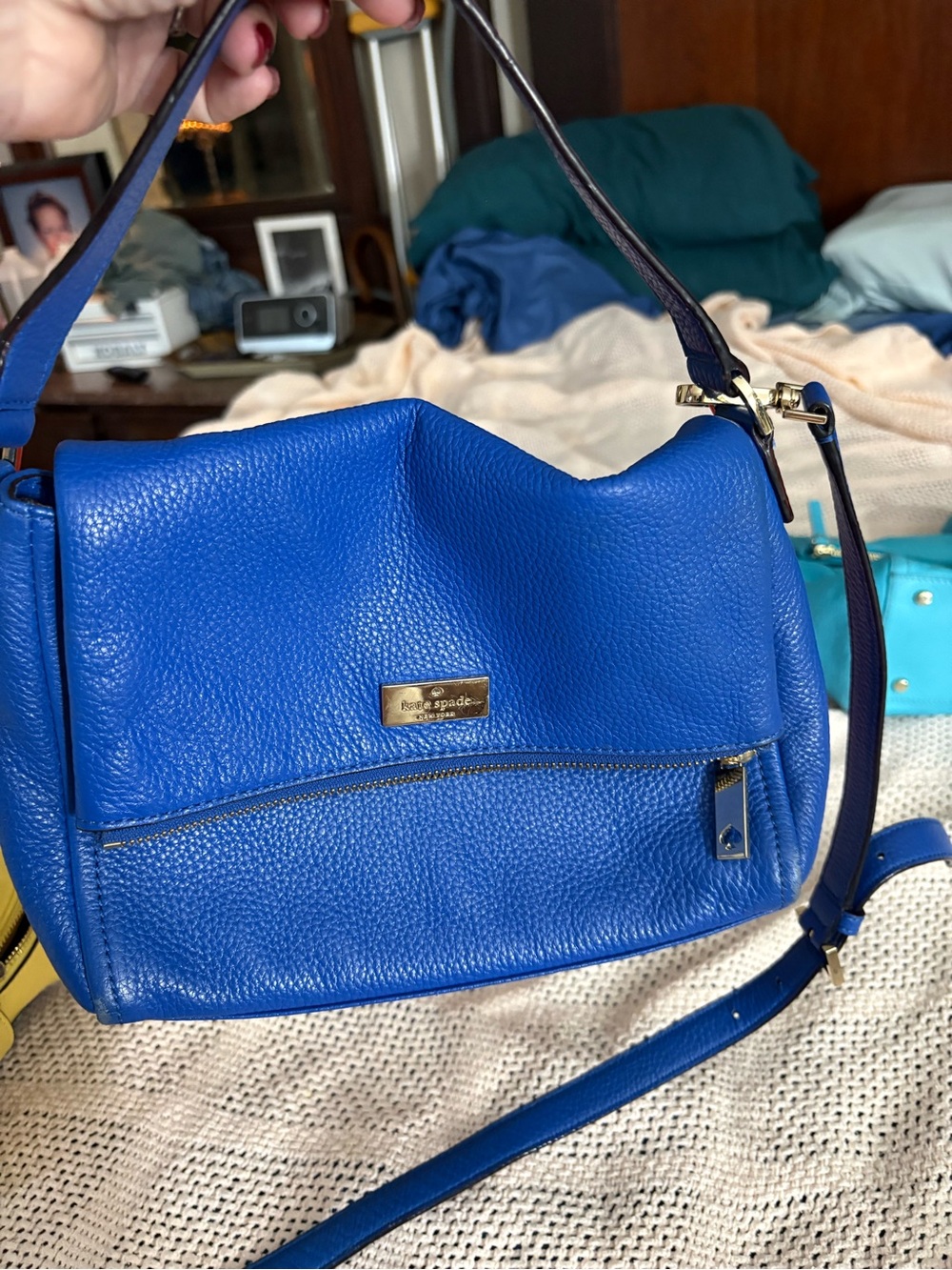 kate spade Royal Blue Pebbled Leather Shoulder Bag